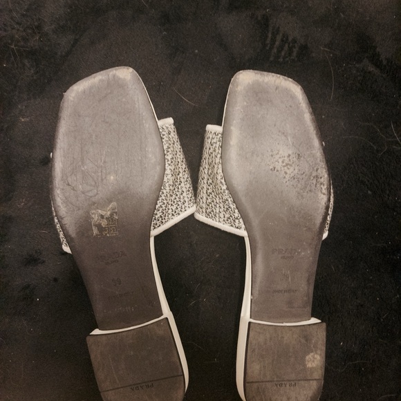 PRADA logo Bicolor Jacquard Slide Sandal - Picture 3 of 4